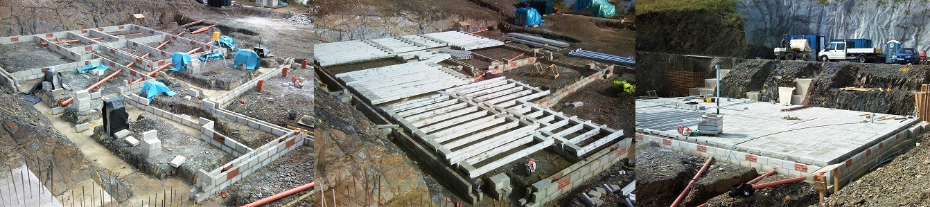 new build house foundations being built.